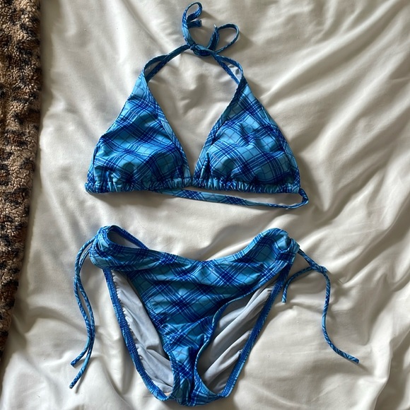 BLUE PLAID BIKINI - Picture 1 of 4